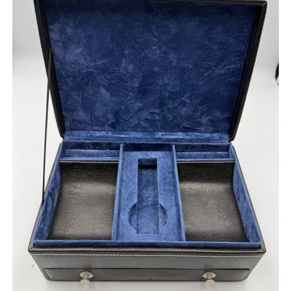 Leatherette Jewelry & Watch Storage Box Organizer w/Drawer - Picture 2 of 7